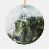 Een rivierlandschap in de winter, Francesco Foschi Keramisch Ornament (Voorkant)