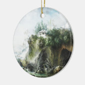 Een rivierlandschap in de winter, Francesco Foschi Keramisch Ornament (Links)