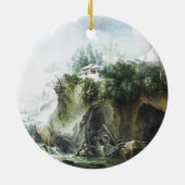 Een rivierlandschap in de winter, Francesco Foschi Keramisch Ornament (Achterkant)