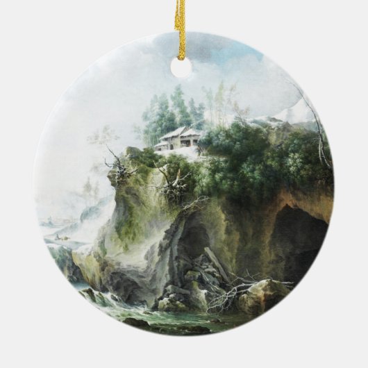 Een rivierlandschap in de winter, Francesco Foschi Keramisch Ornament (Achterkant)