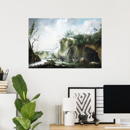 Een rivierlandschap in de winter, Francesco Foschi Poster (Thuiskantoor)