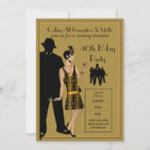 Een Roaring Twenties Feest, Gangster Flapper Deco Kaart (Voorkant)