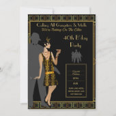Een Roaring Twenties Party, Gangster Flapper Deco Kaart (Voorkant)