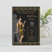 Een Roaring Twenties Party, Gangster Flapper Deco Kaart (Staand voorkant)