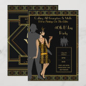 Een Roaring Twenties Party, Gangster Flapper Deco Kaart (Voorkant / Achterkant)