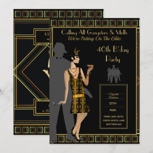 Een Roaring Twenties Party, Gangster Flapper Deco Kaart