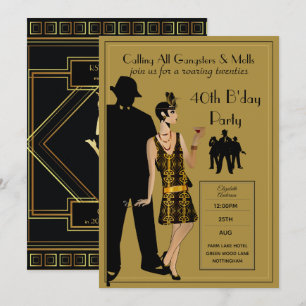Een Roaring Twenties Party, Gangster Flapper Deco Kaart