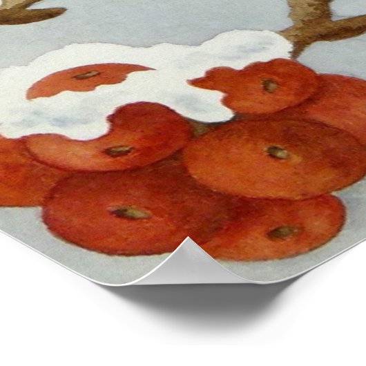 Een Robin en bessen in de sneeuw Poster (Hoek)