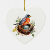 Een Robin verschijnt wanneer geliefden in de buurt Keramisch Ornament (Achterkant)