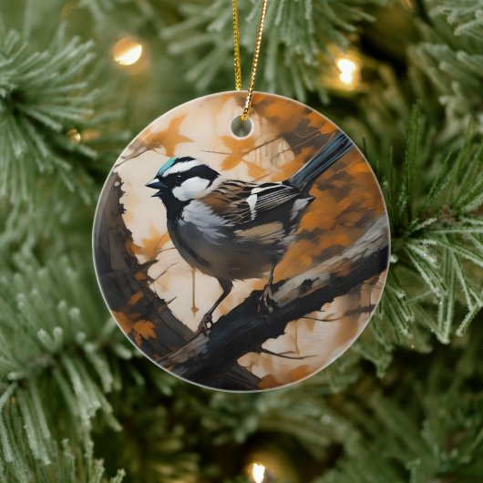 Een Robin's Serenade in het bladerdak, Keramisch Ornament (Boom)