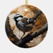 Een Robin's Serenade in het bladerdak, Keramisch Ornament (Voorkant)