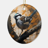 Een Robin's Serenade in het bladerdak, Keramisch Ornament (Links)