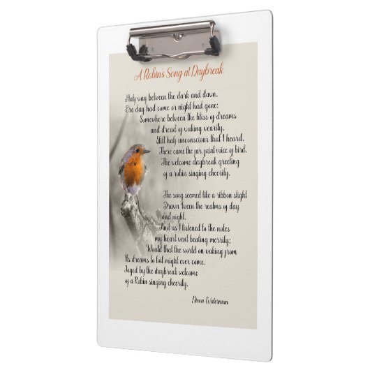Een Robin's Song bij Daybreak - Gedicht van N. Wat Klembord (Links)
