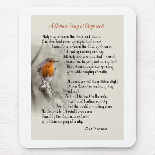Een Robin's Song bij Daybreak - Gedicht van N. Wat Muismat (Voorkant)