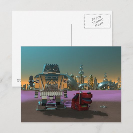 Een robot en Zijn Briefkaart van de Hond (Voorkant / Achterkant)