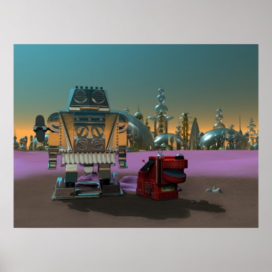 Een robot en zijn hond afdrukken poster (Voorkant)