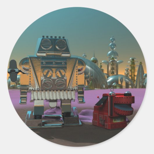 Een Robot en zijn hond Sticker (Voorkant)