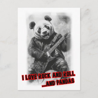 Een Rocker Panda die elektrische gitaar speelt op  Feestdagenkaart