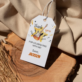 Eén Rocks Gitaar Bedankt Label Verjaardagsfeestje Cadeaulabel