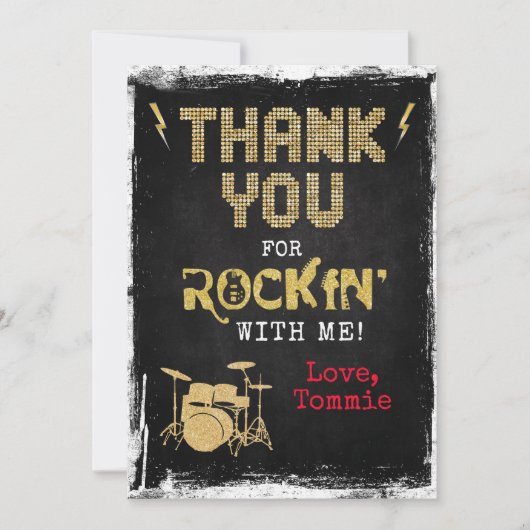 Een Rocks Rockstar Birthday - Dank je wel Kaart (Voorkant)
