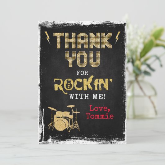 Een Rocks Rockstar Birthday - Dank je wel Kaart (Staand voorkant)