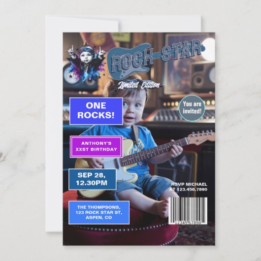 Een rockster genaamd "One Rocks!" Magazine Hoesje  Kaart (Voorkant)