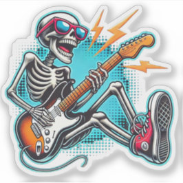 Een rockster skelet sticker