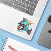Een rockster skelet sticker (Laptop met iPhone)