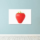 Eén rode aardbei 36x24 (90x60cm) waccna canvas afdruk (Insitu (Houten vloer))