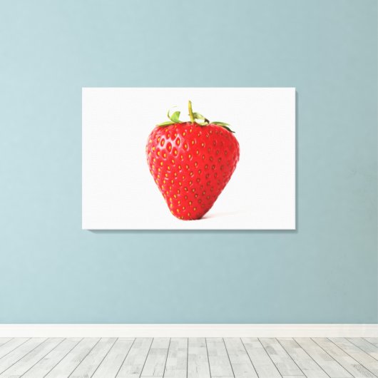 Eén rode aardbei 36x24 (90x60cm) waccna canvas afdruk (Insitu (Houten vloer))