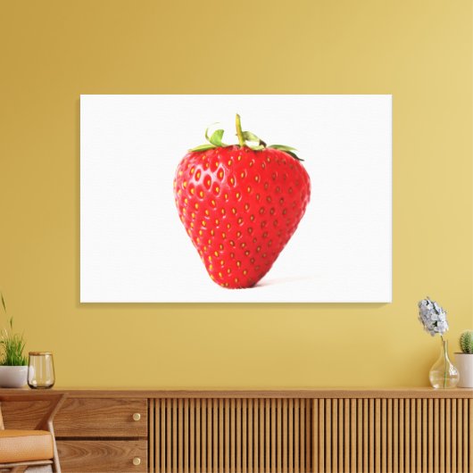 Eén rode aardbei 36x24 (90x60cm) waccna canvas afdruk (Insitu (Woonkamer))