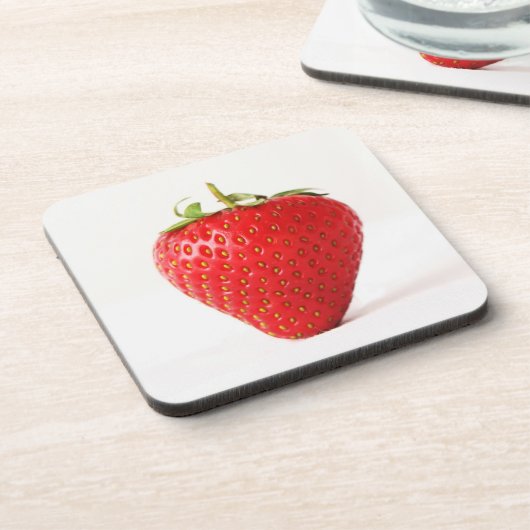 Een rode aardbei coaster bier onderzetter (Linkerzijde)