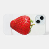 Eén rode aardbei iphcnm iPhone 15 case (Achterkant horizontaal)