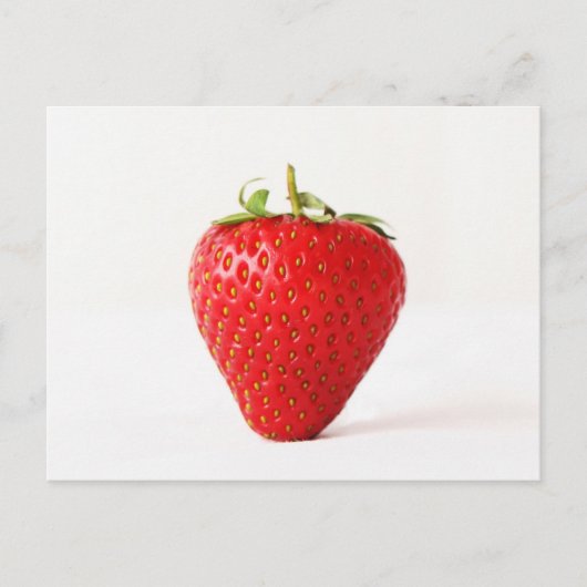 Eén rode aardbei pcm briefkaart (Voorkant)
