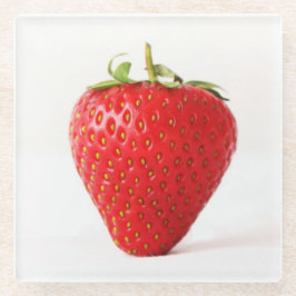 Eén rode aardbeienonderzetter glazen onderzetter