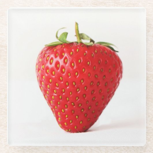 Eén rode aardbeienonderzetter glazen onderzetter (Voorkant)