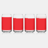 Een rode achtergrond met een witte rand blikvorm glas (Achterkant)