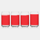 Een rode achtergrond met een witte rand blikvorm glas (Voorkant)