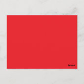 Een rode achtergrond met een witte rand briefkaart (Achterkant)