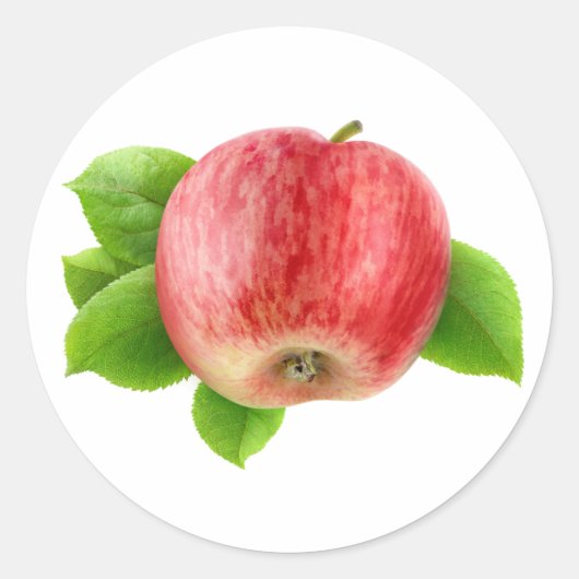Eén rode appel ronde sticker (Voorkant)