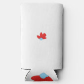 Een rode bloem met een blauw midden seltzer blikjeskoeler (Achterkant)