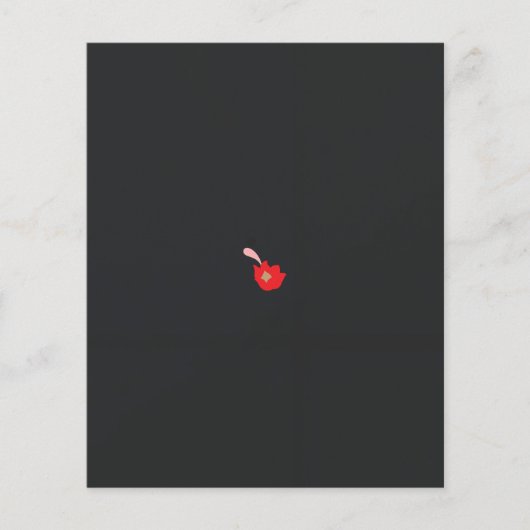 Een rode bloem met een zwarte achtergrond flyer (Voorkant)