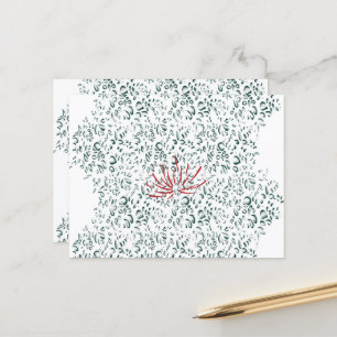 Een rode bloem op een zwarte achtergrond briefkaart