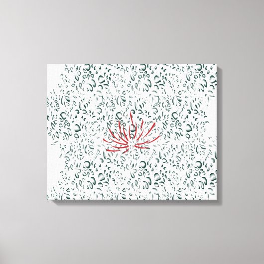 Een rode bloem op een zwarte achtergrond canvas afdruk (Voorkant)