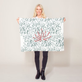 Een rode bloem op een zwarte achtergrond fleece deken