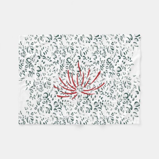 Een rode bloem op een zwarte achtergrond fleece deken (Voorkant (Horizontaal))