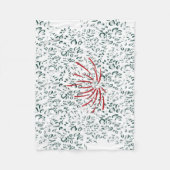 Een rode bloem op een zwarte achtergrond fleece deken (Voorkant)