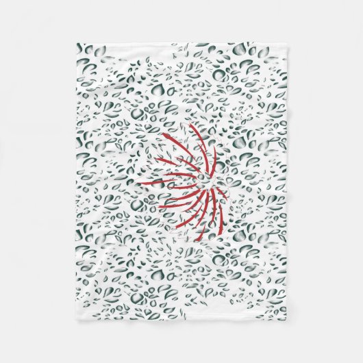 Een rode bloem op een zwarte achtergrond fleece deken (Voorkant)