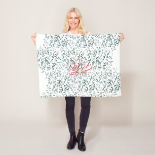 Een rode bloem op een zwarte achtergrond fleece deken