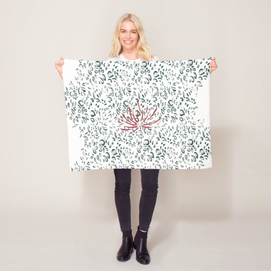 Een rode bloem op een zwarte achtergrond fleece deken (In situ)